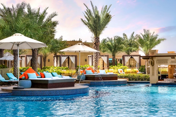 Pool with palm views