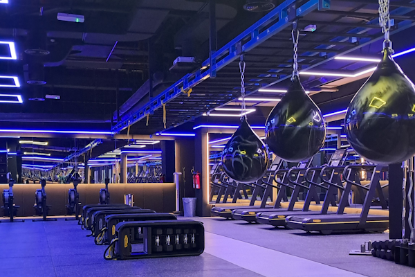 Workout space with punch bags