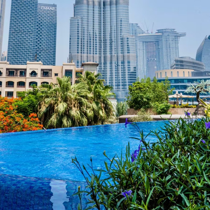 Address Downtown infinity pool with Burj Khalifa views