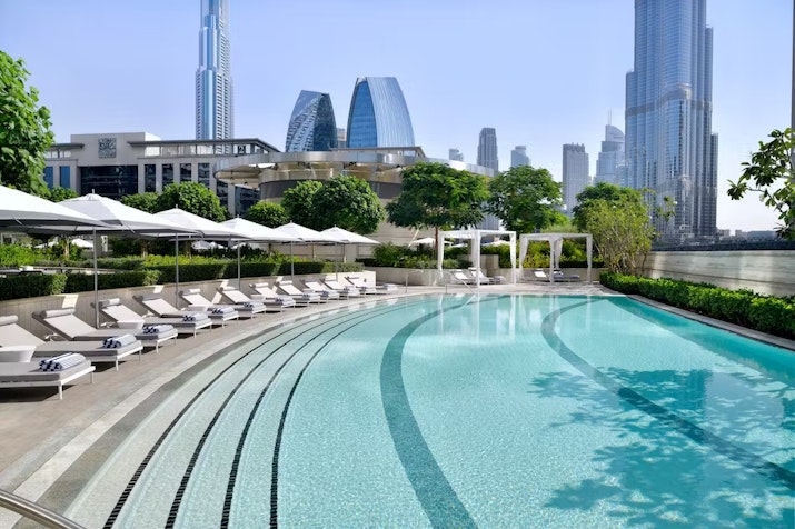 Address Sky View pool with Burj Khalifa views