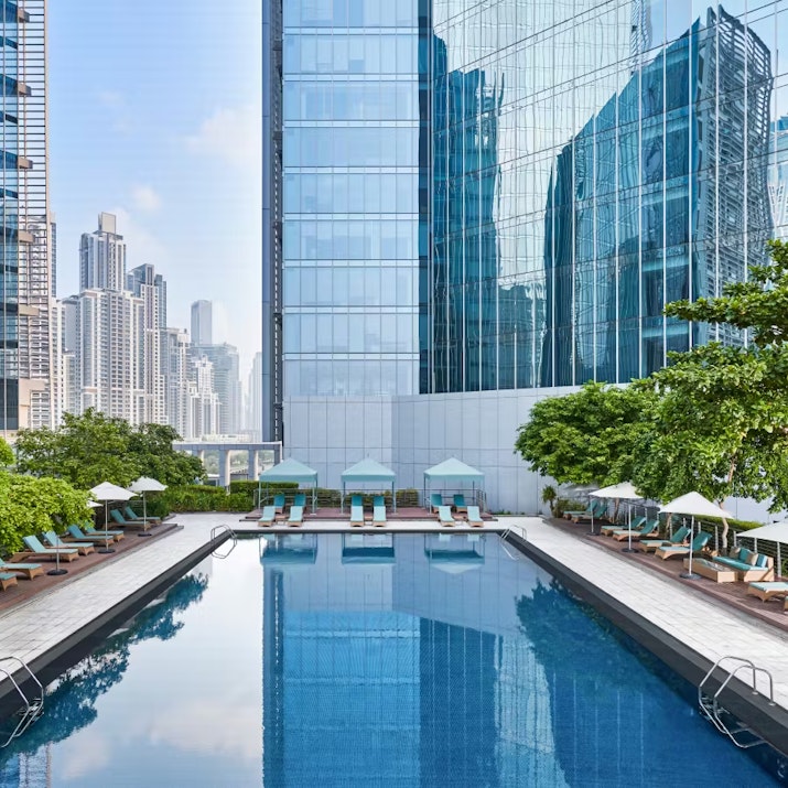Anantara Downtown Dubai Hotel pool overlooking the city