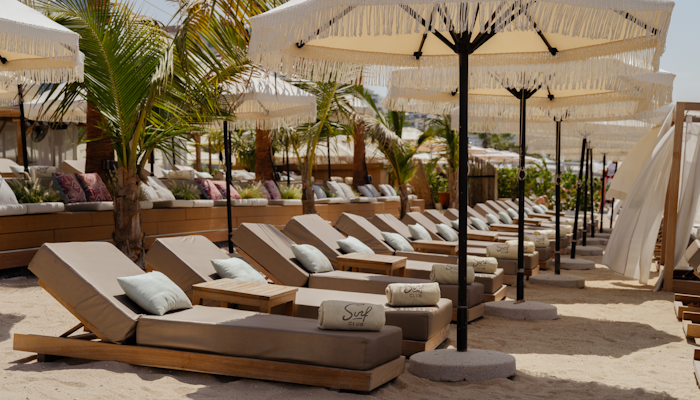 Surf Club Sun beds on the beach