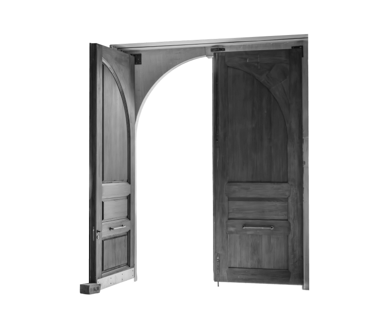 Two doors of which one is open