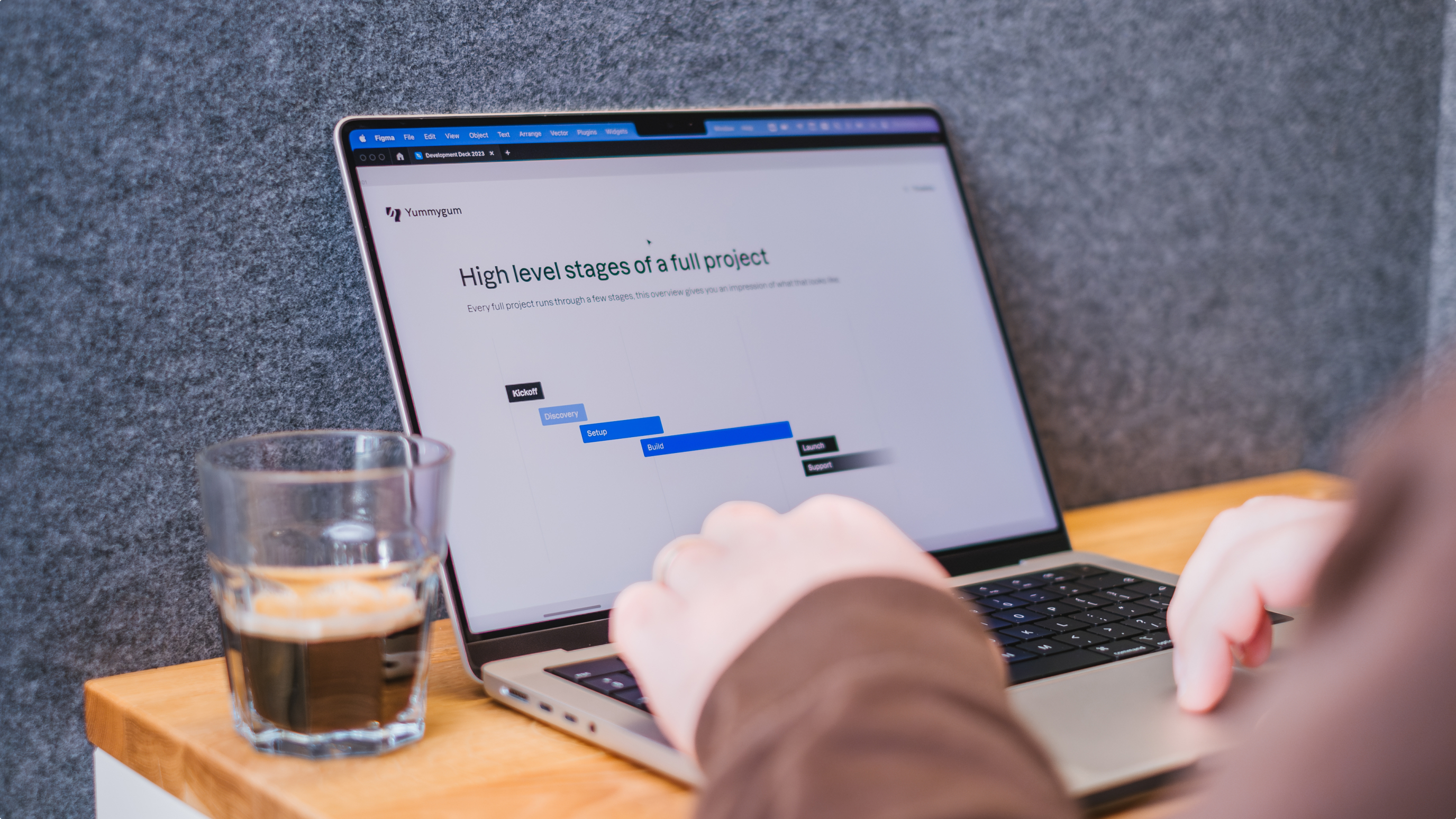 Laptop showing a project timeline
