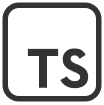 TypeScript logo, featuring the letters "TS" in bold white font centered within a simple square black border, on a transparent background.
