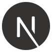 The Nextj.js logo. A dark circle containing a stylized, uppercase letter "N" with a diagonal line cutting through the lower right part of the letter.
