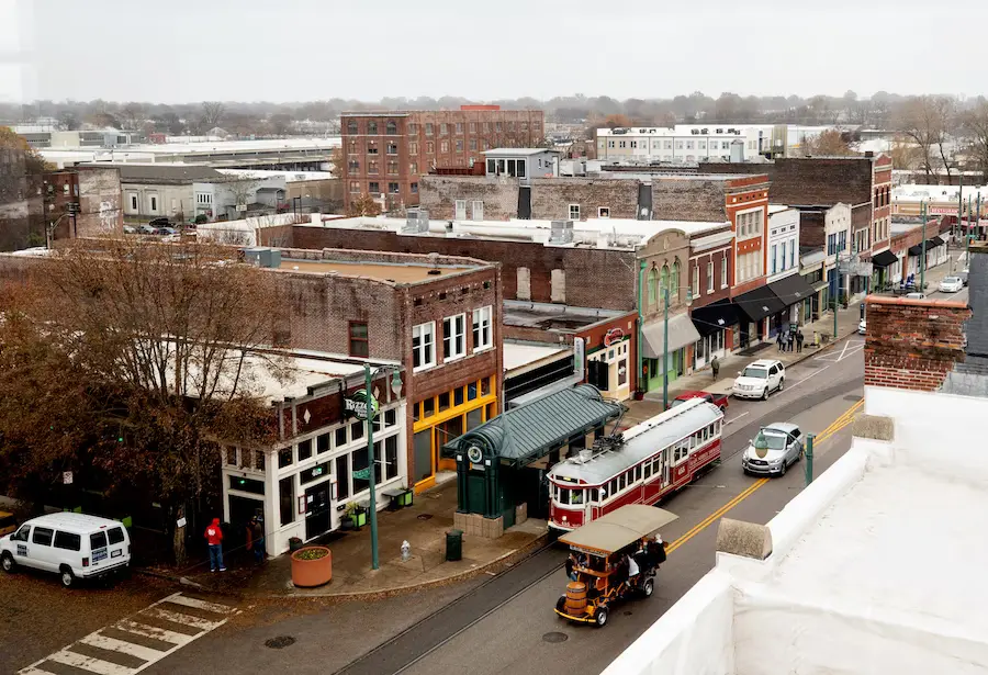 idyllic small town downtown
