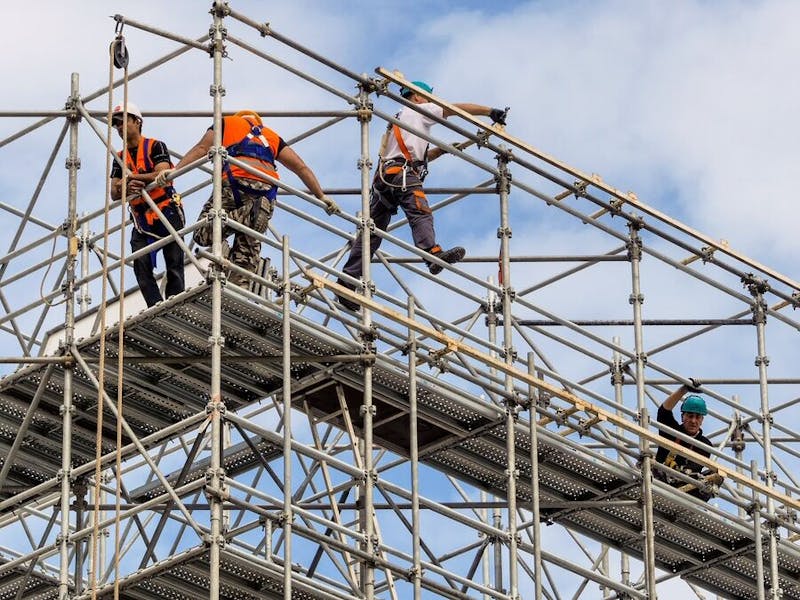 Scaffolding on construction site