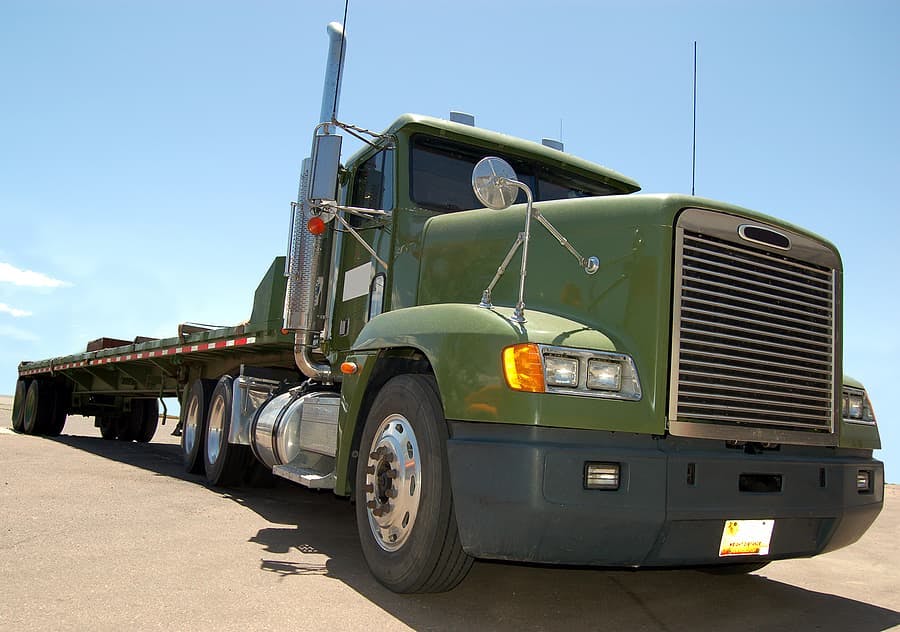 Green semi truck