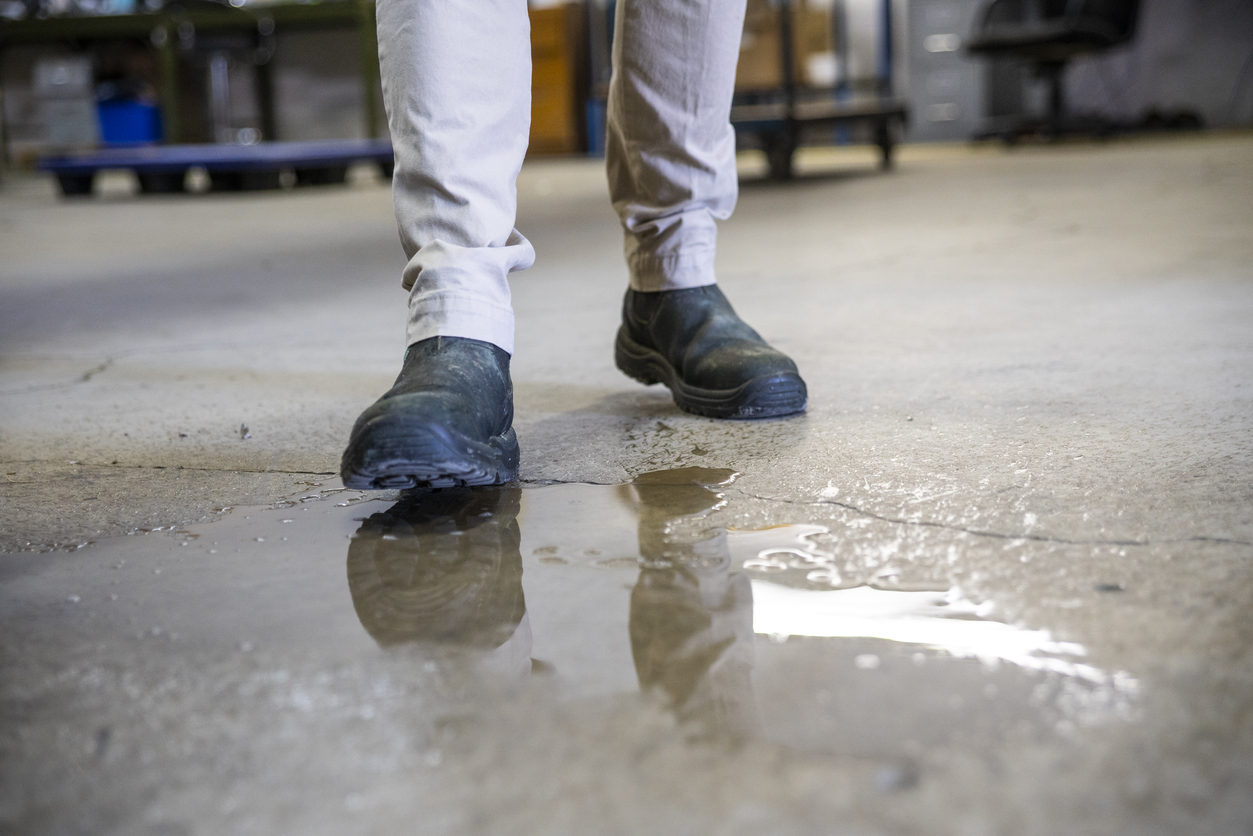 Someone walking on a slick floor
