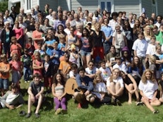 A joyous gathering of young and old at the Quebec summer school