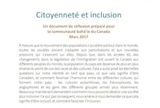 De nouveaux documents de réflexion ont été préparés au sujet de l’inclusion et de la réconciliation
