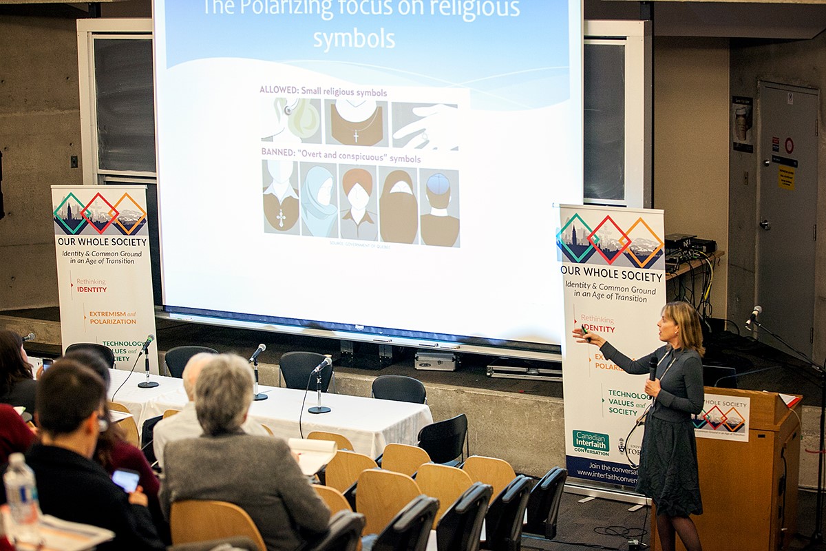 Solange Lefebvre, a research chair at the Université de Montréal, offering her keynote remarks.