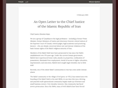 Brian Mulroney joins prominent lawyers to condemn confiscation of Baha’i property in Iran