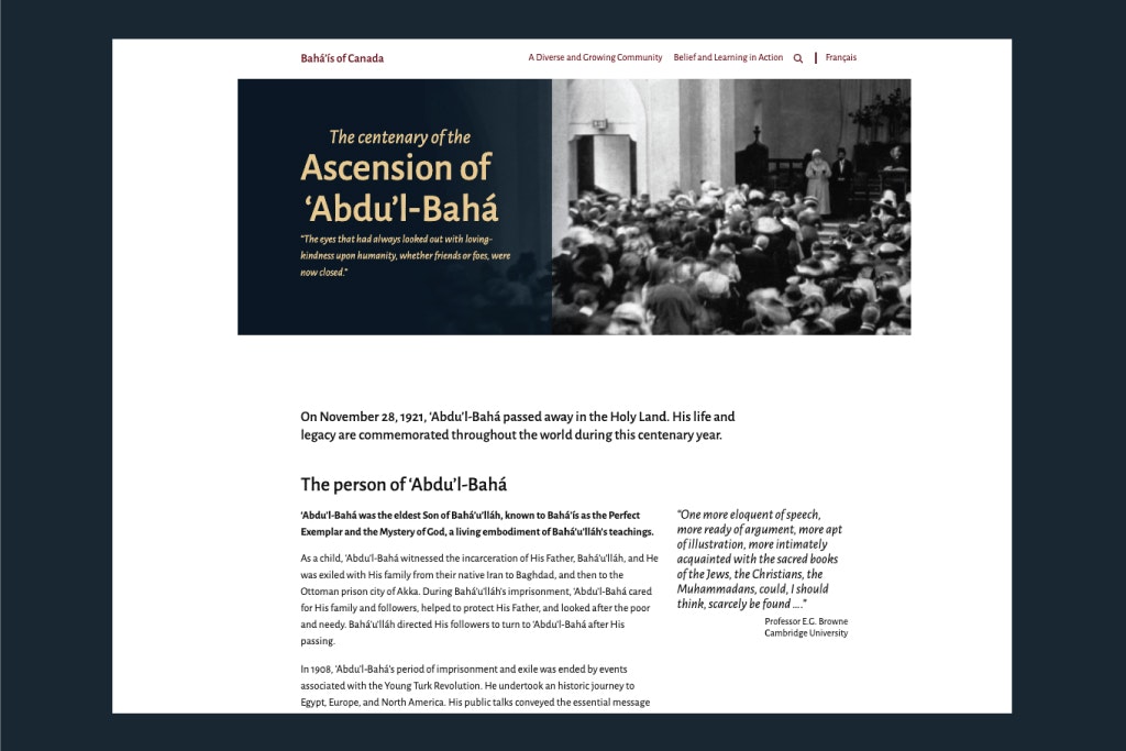 Bahá’ís prepare to commemorate the centenary of ‘Abdu’l-Bahá’s passing