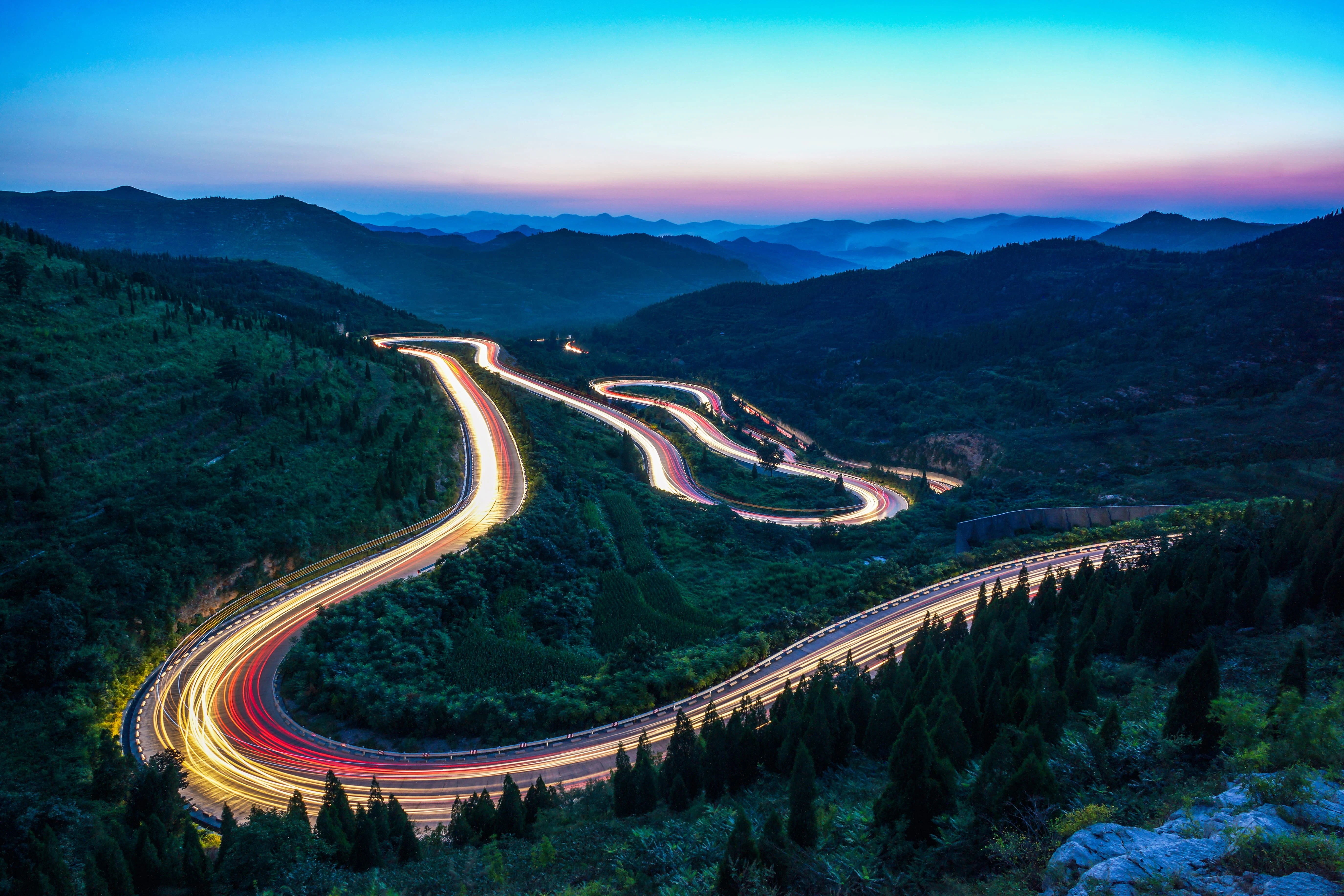 Mountain road at night