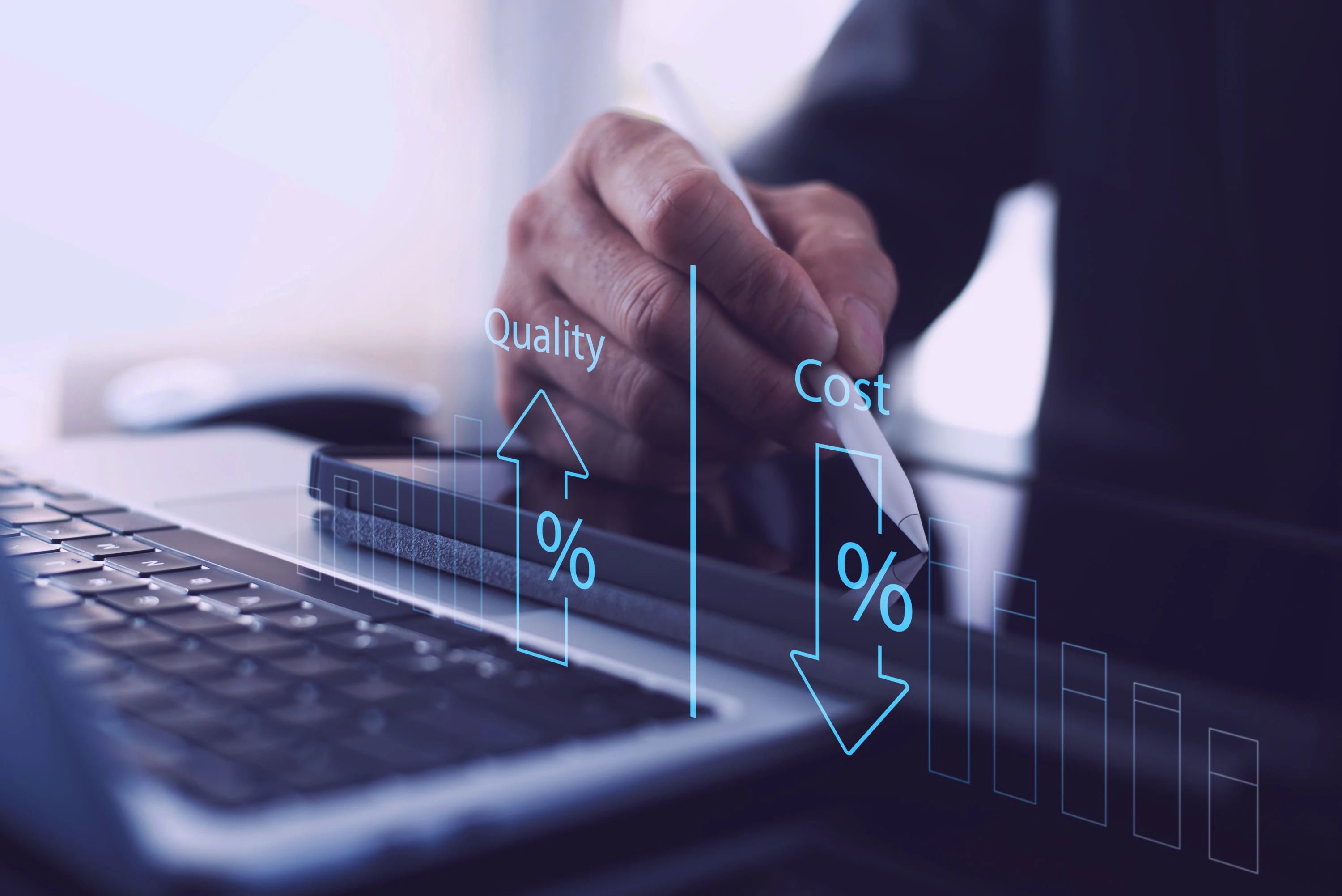 Man's hand on a tablet