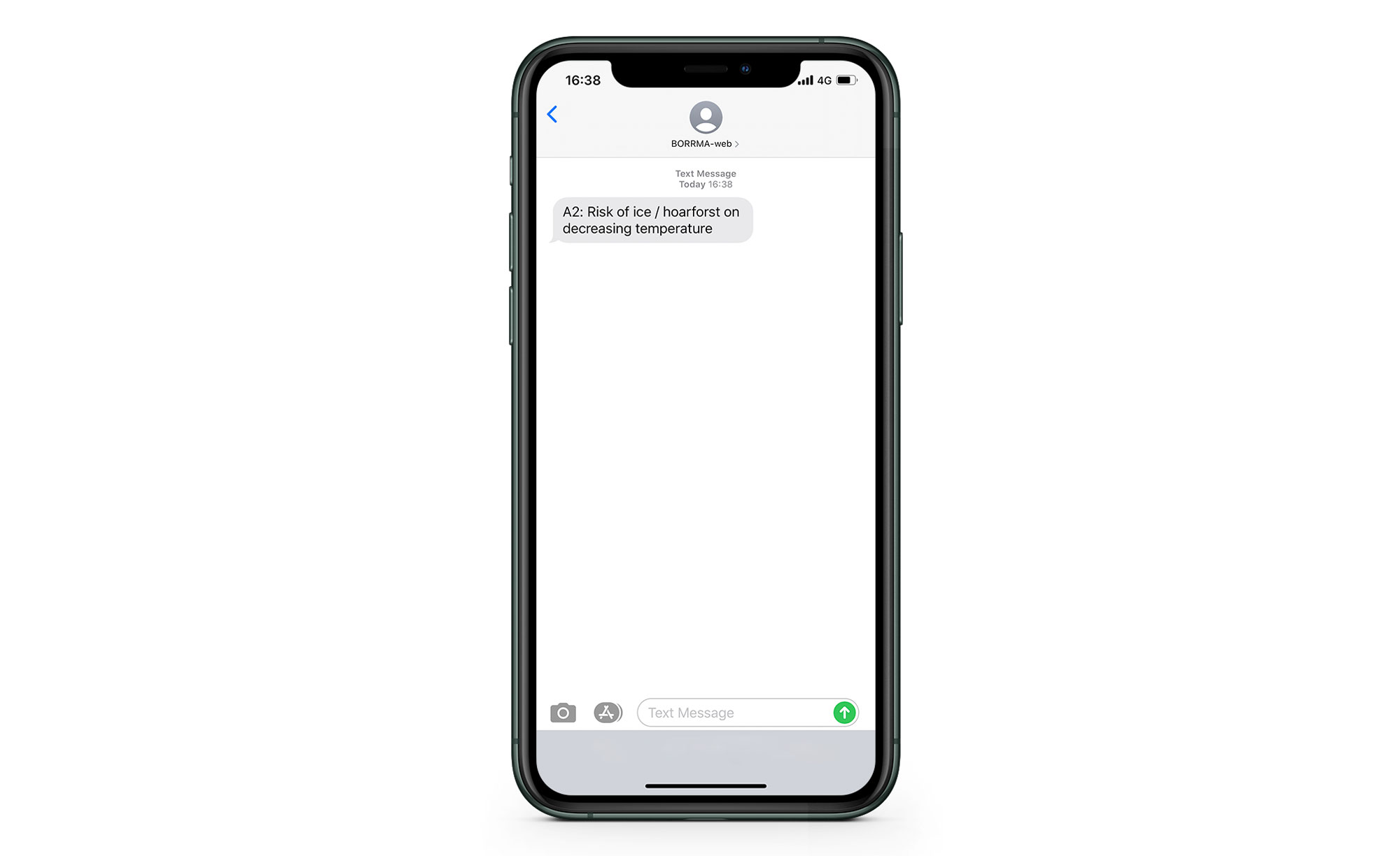 bVision, notification d'alarme, téléphone, risque de glace