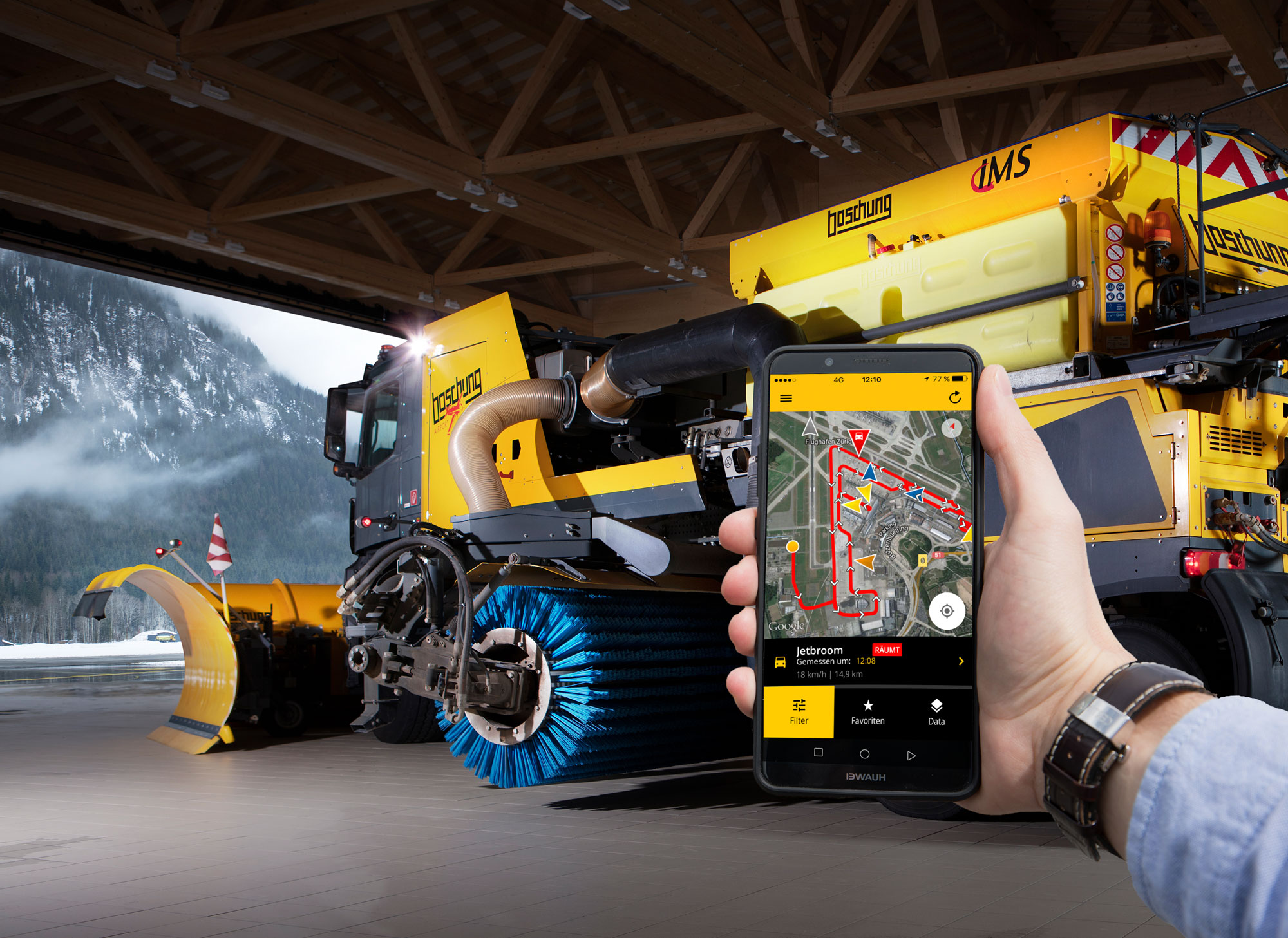 Boschung Jetbroom, bVision, Équipement des pistes d'aéroport