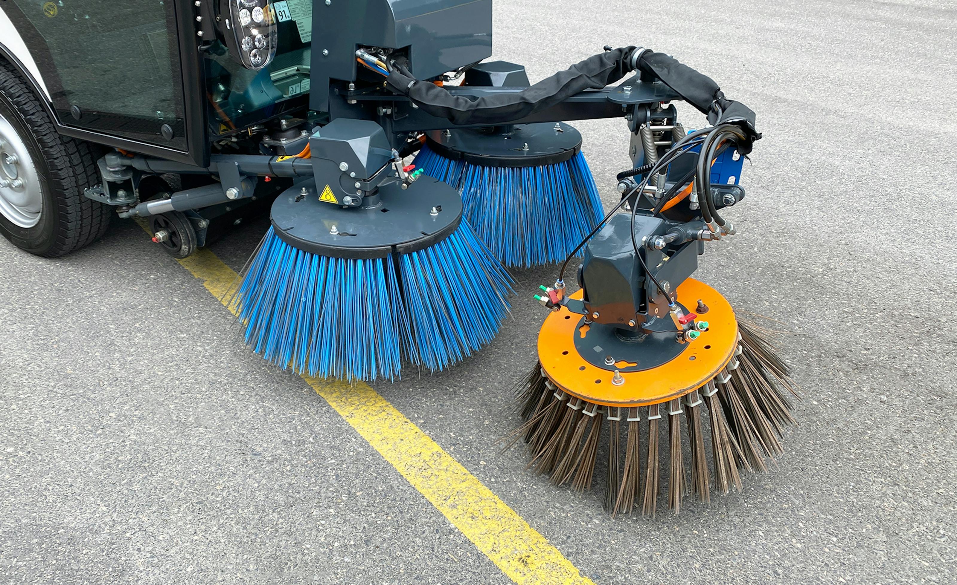 UrbanSweeper S2.0 Electric Street Sweeper releasing 0 (zero) emissions