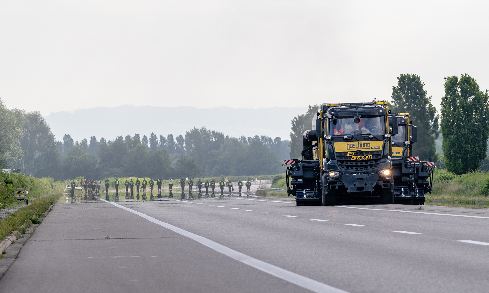 Boschung Jetbroom Clears Highway for Historic Swiss Air Force "Alpha Uno" Landing Exercise