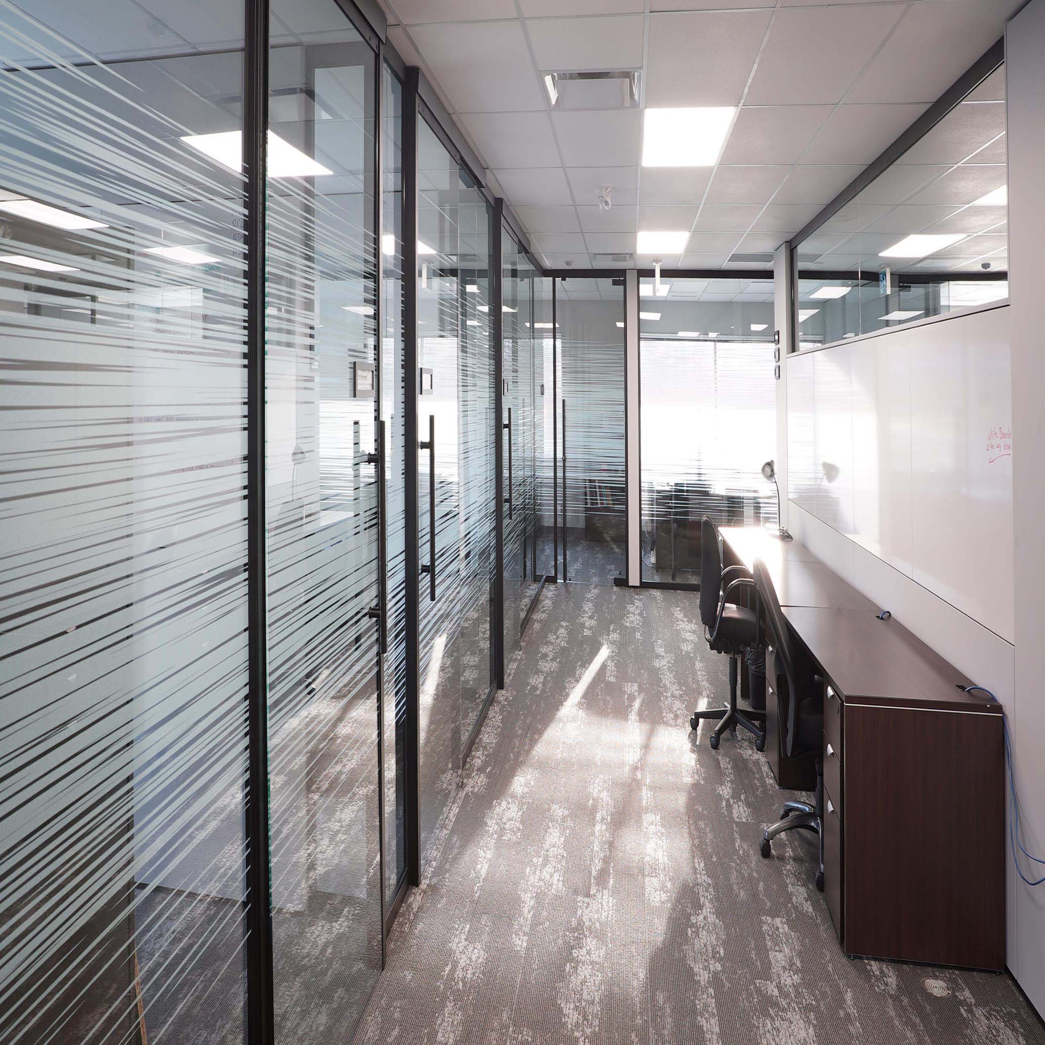 Falkbuilt Calgary commercial + office glass walls glass doors