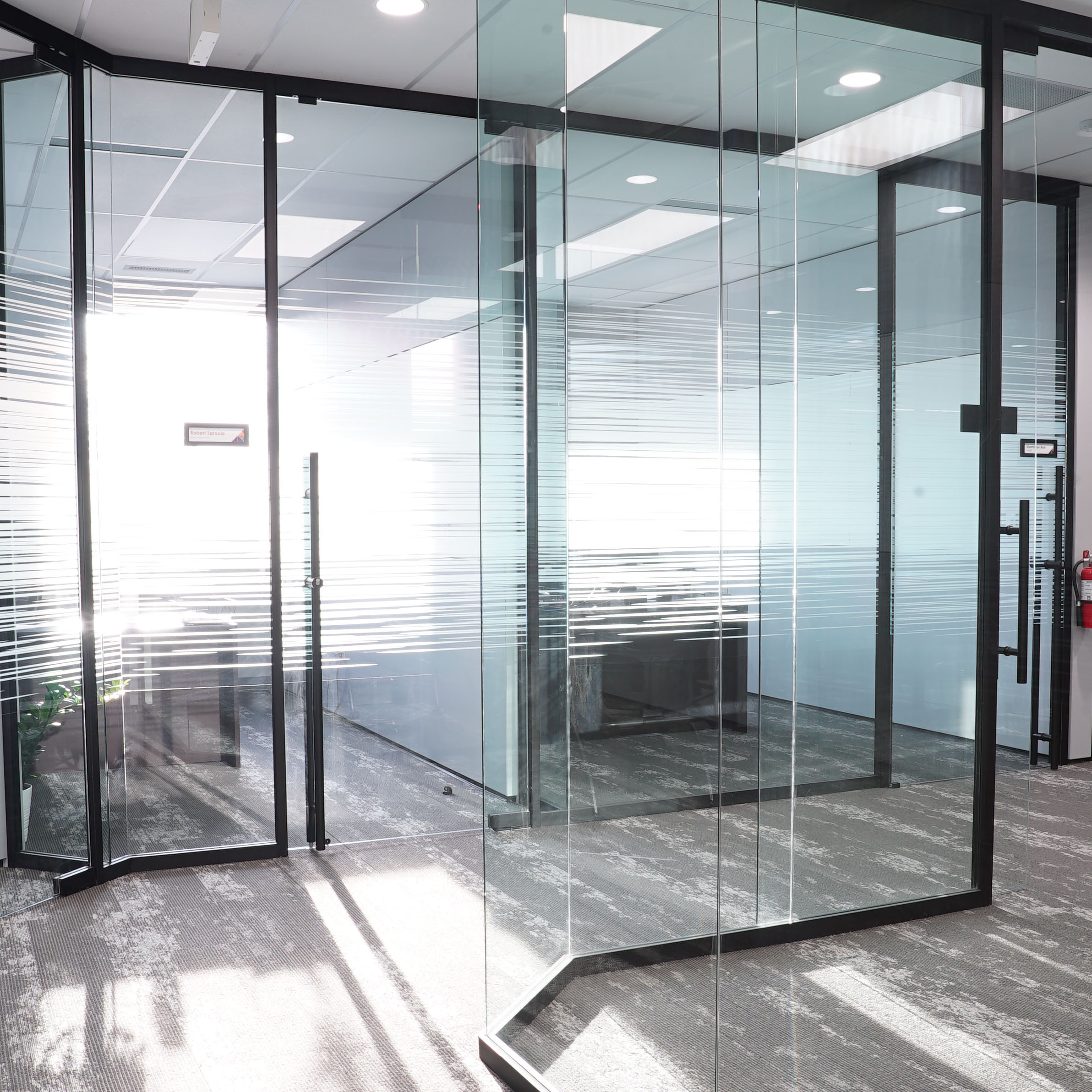 Falkbuilt Calgary commercial + office glass walls glass doors