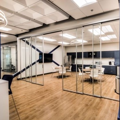 telescoping glass doors meeting room