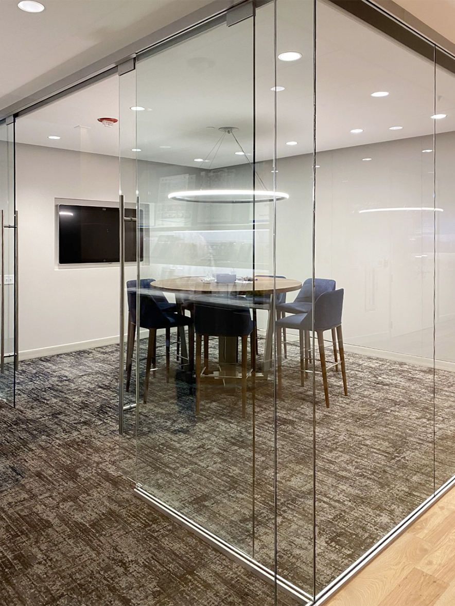 Falkbuilt project with solid and glass walls