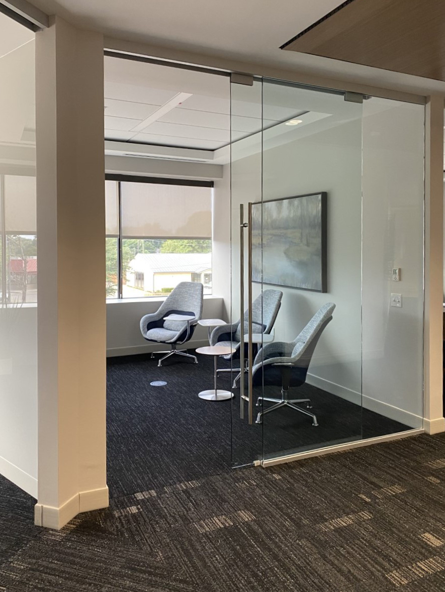 Falkbuilt project with solid and glass walls