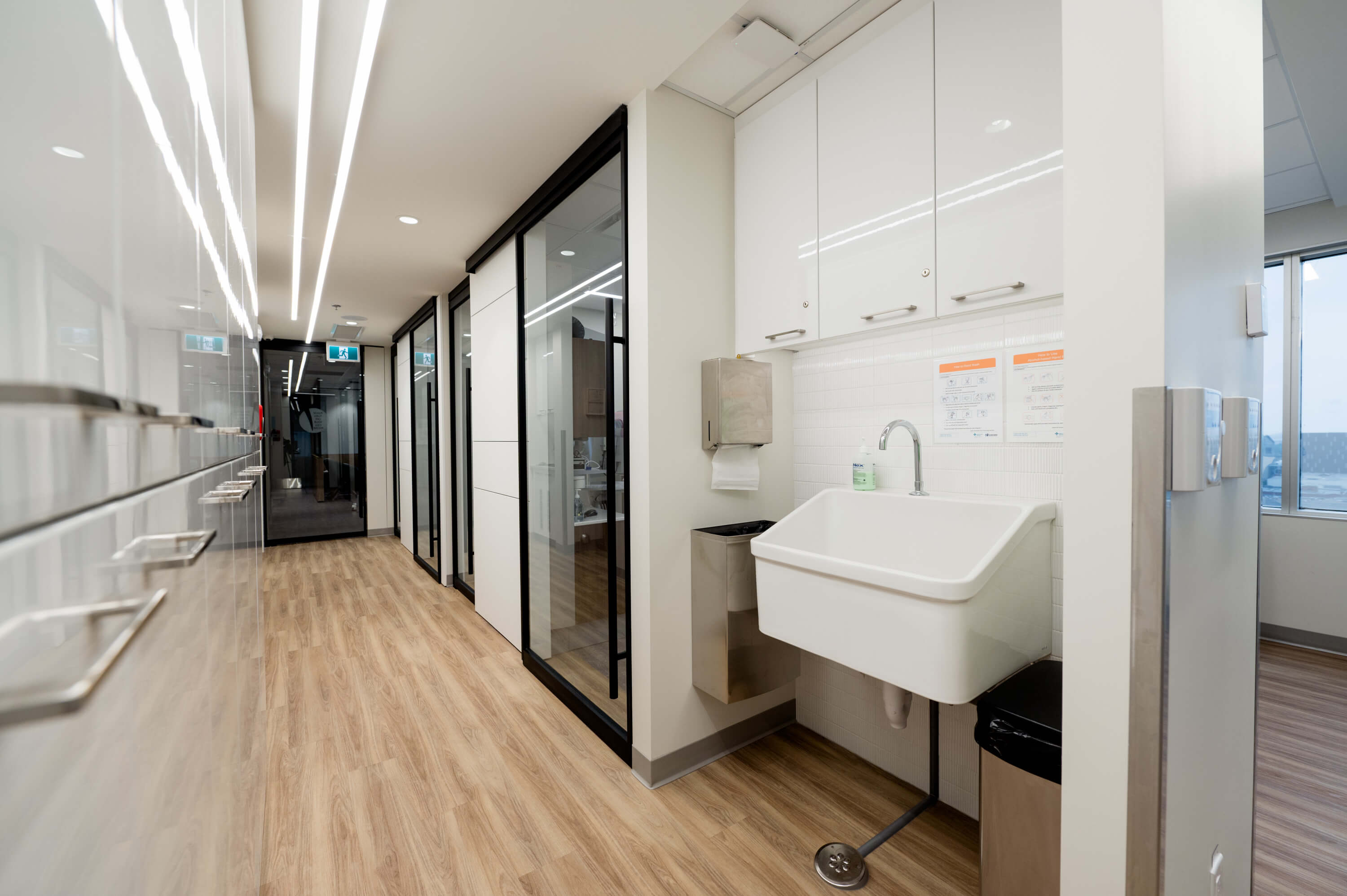 Falkbuilt healthcare project with solid and glass walls