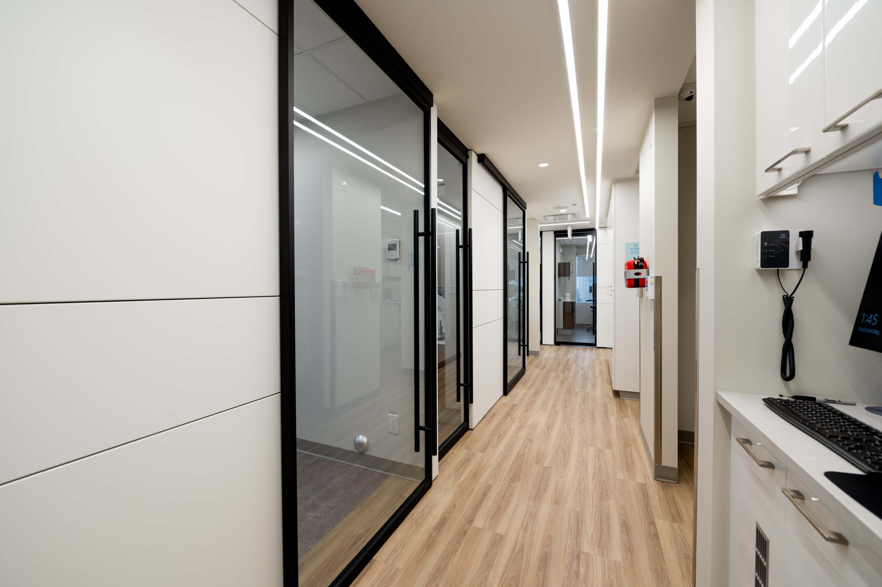 Falkbuilt healthcare project with solid and glass walls