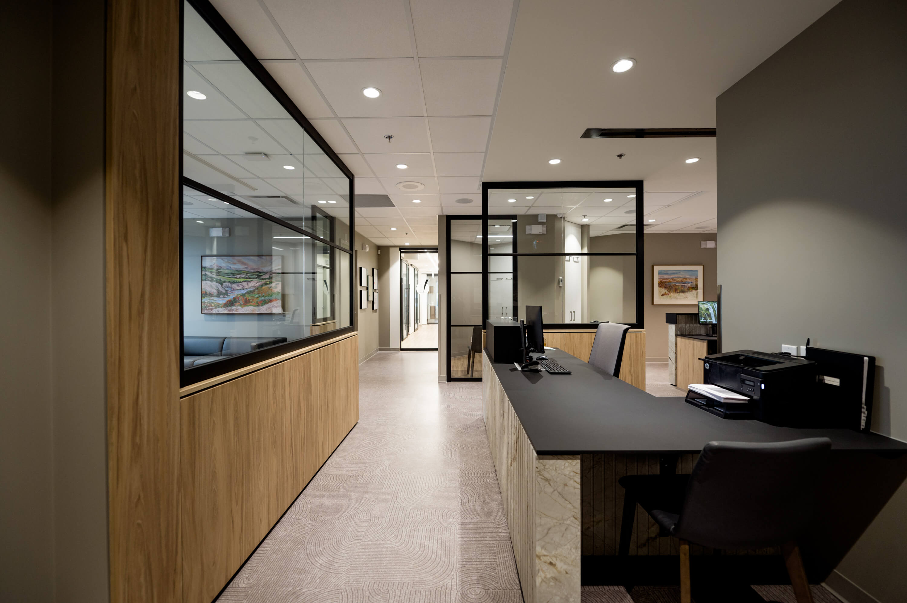 Falkbuilt healthcare project with solid and glass walls