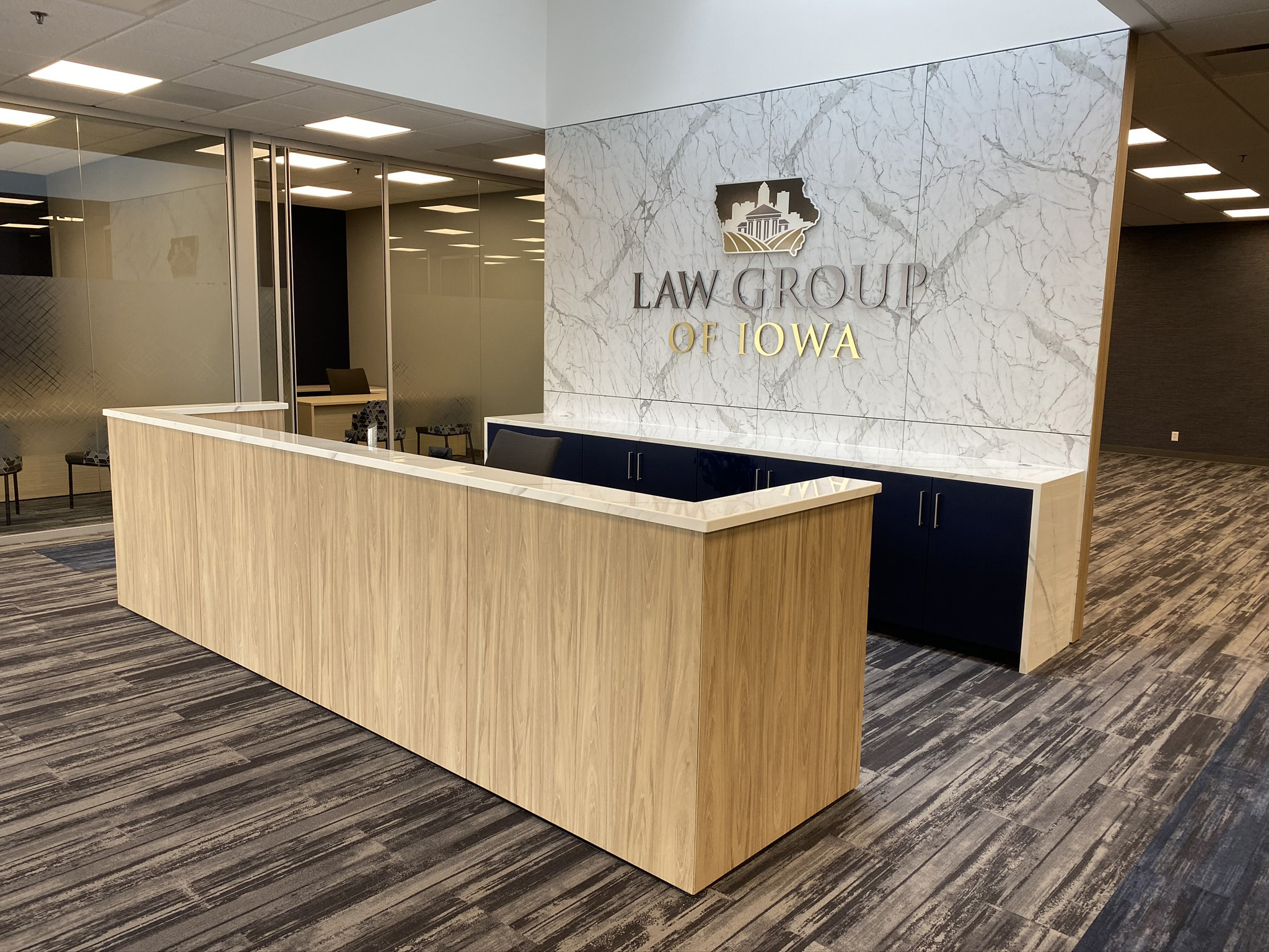 Falkbuilt Des Moines commercial + office reception desk