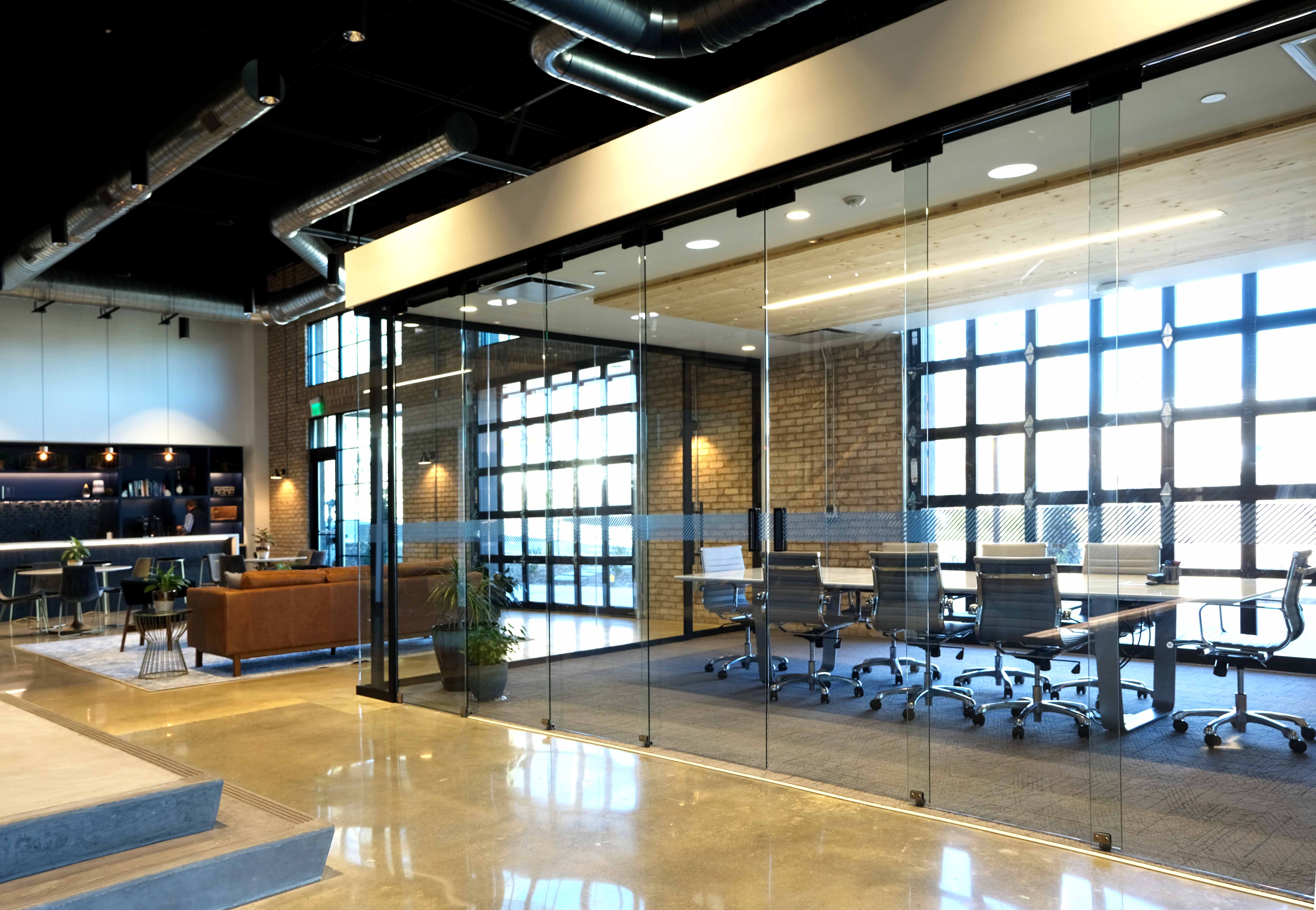 Falkbuilt Charlotte CBI commercial + office falkpod glass walls