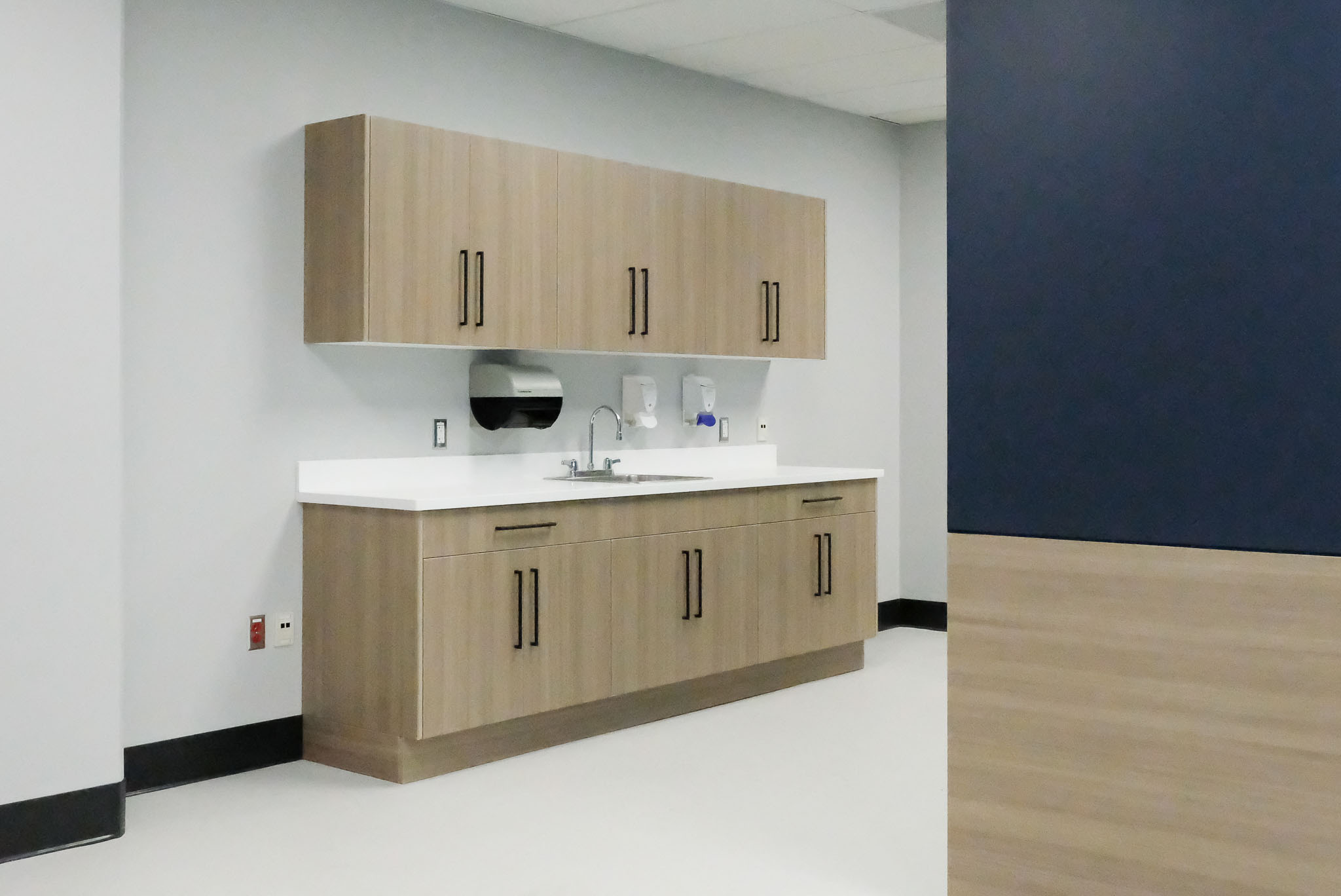 Falkbuilt’s prefabricated construction solutions for healthcare interiors featuring custom millwork
