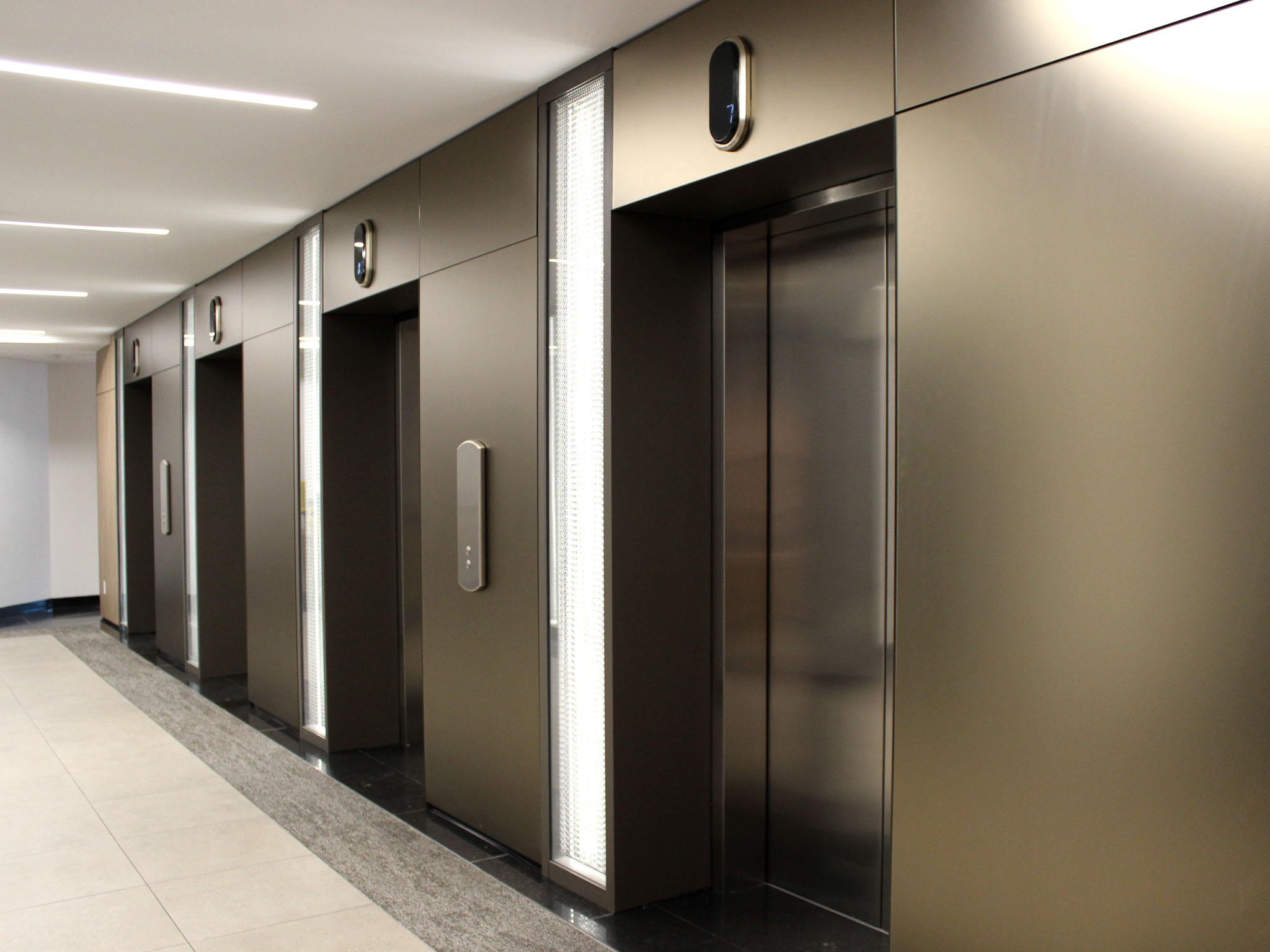 Falkbuilt’s prefabricated construction solutions for corporate interiors features flexible cladding or Falkton for fast lobby renovations with almost no down time or disturbance