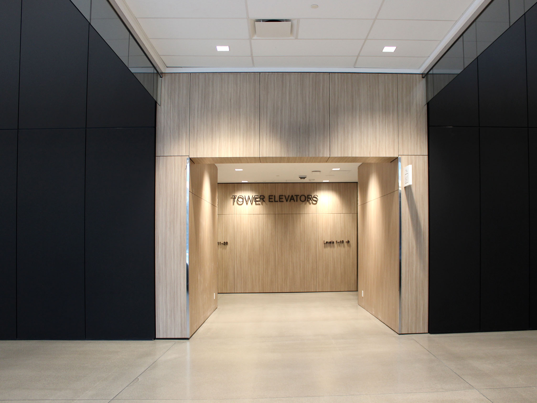 Falkbuilt’s prefabricated construction solutions for corporate interiors features flexible cladding or Falkton for fast lobby renovations with almost no down time or disturbance