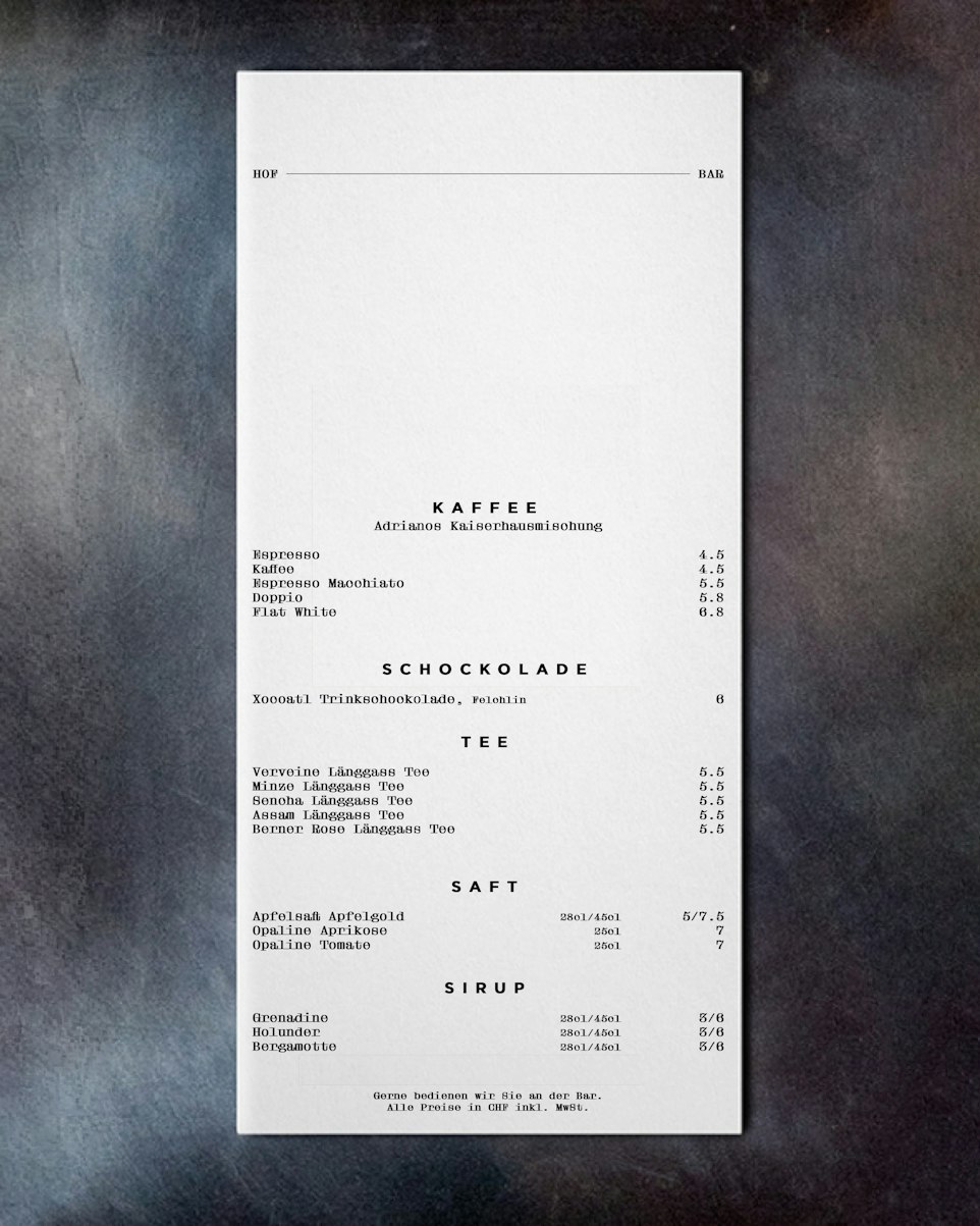 Drinks Menu