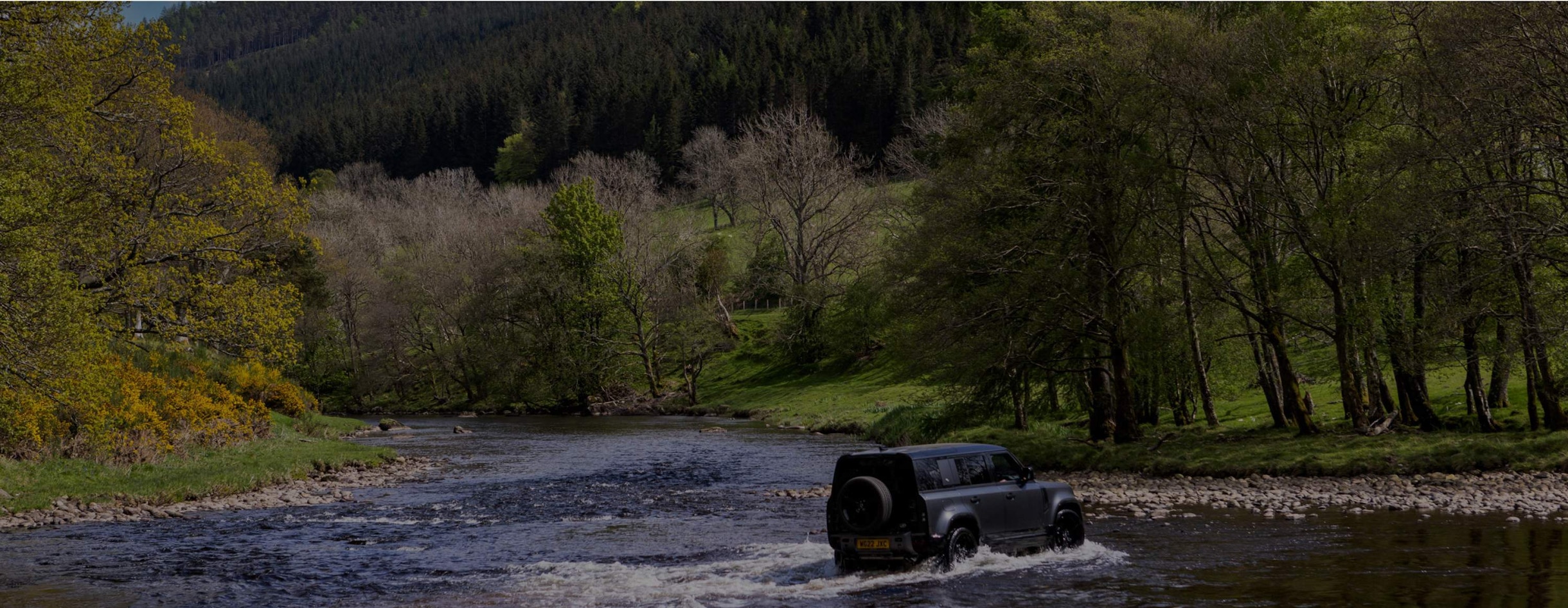 Jeep crossing the river
