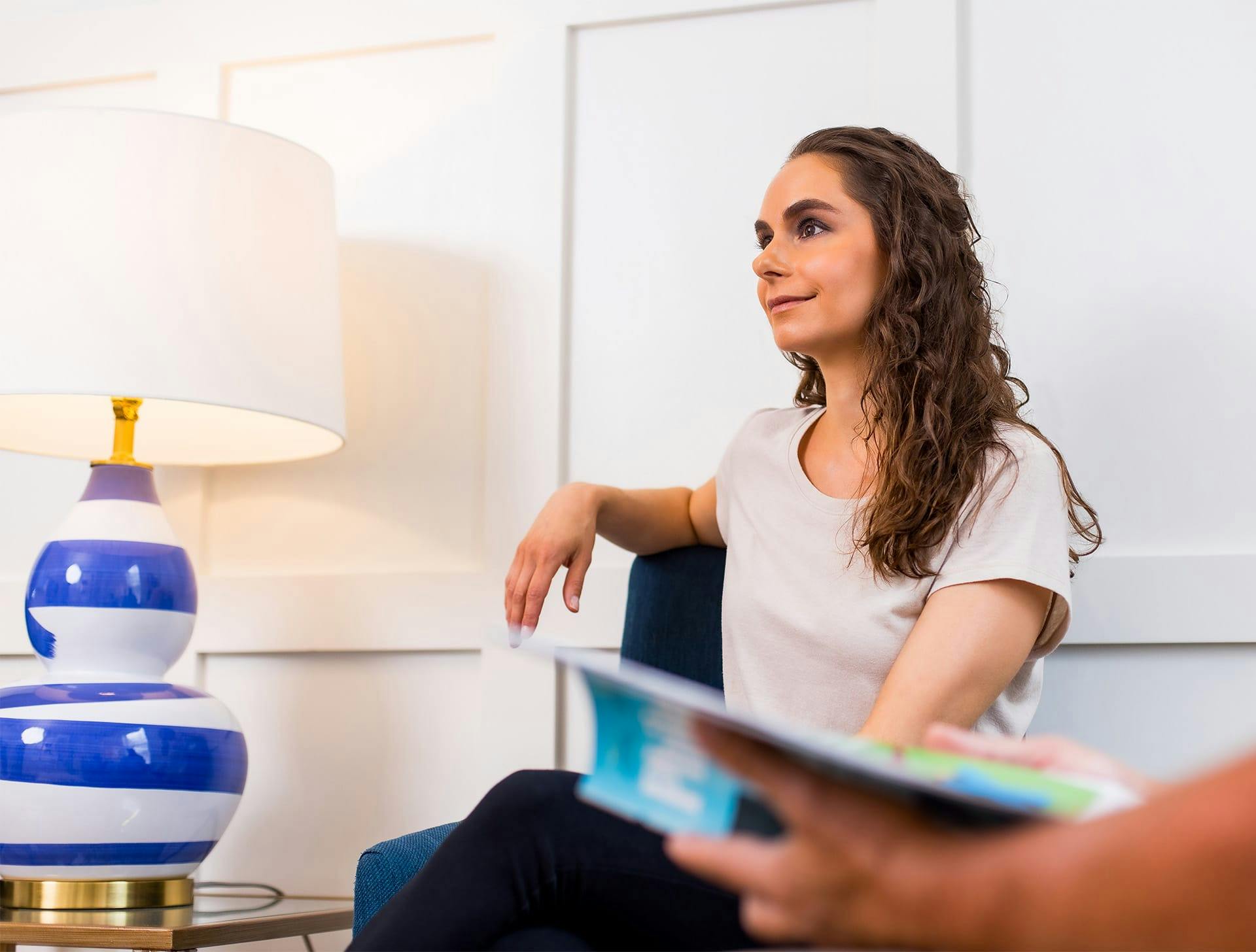woman sitting in a waiting room