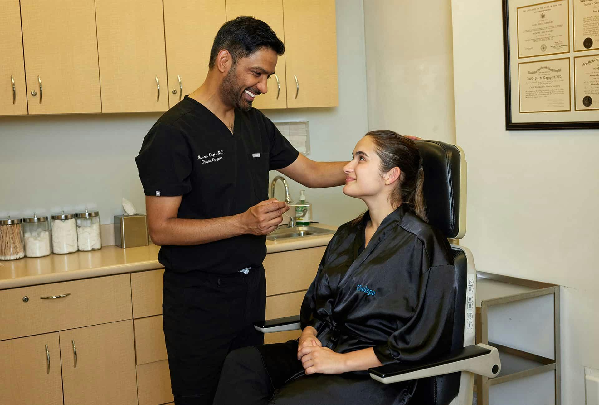 Dr. and patient during treatment
