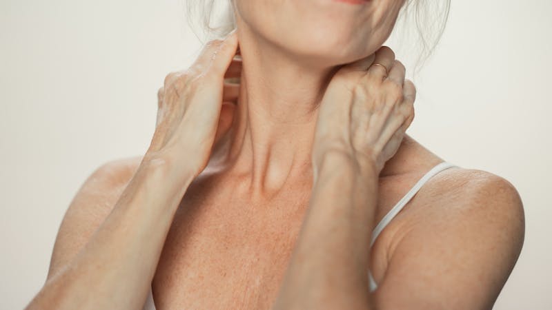 Close-up of a woman's neck and jawline