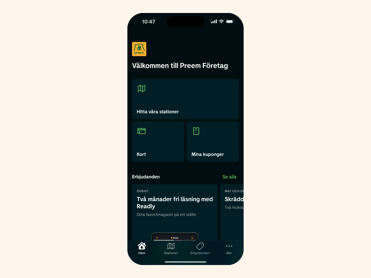 Bild på företagsappen