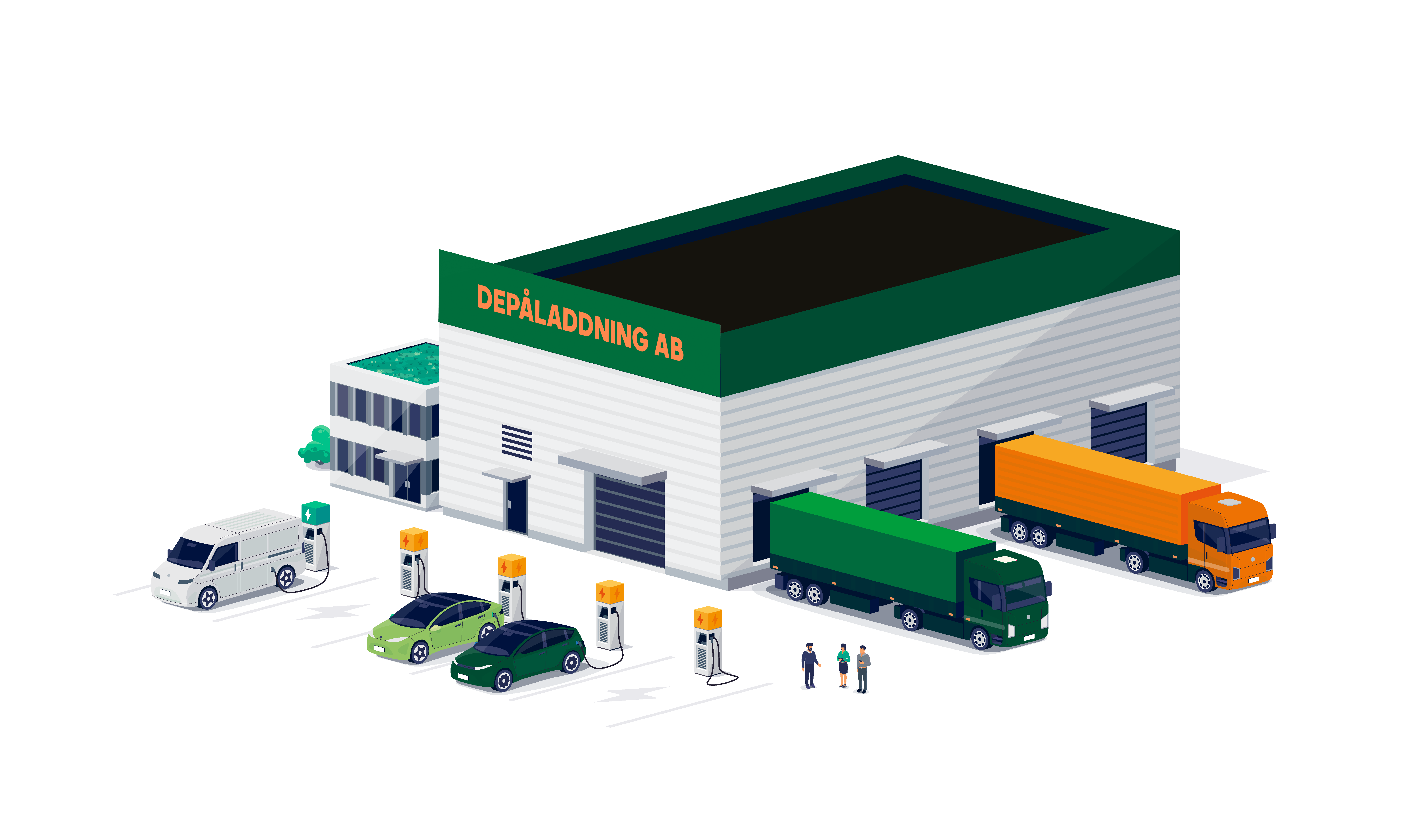 Illustration av semi-publik depåladdningsstation