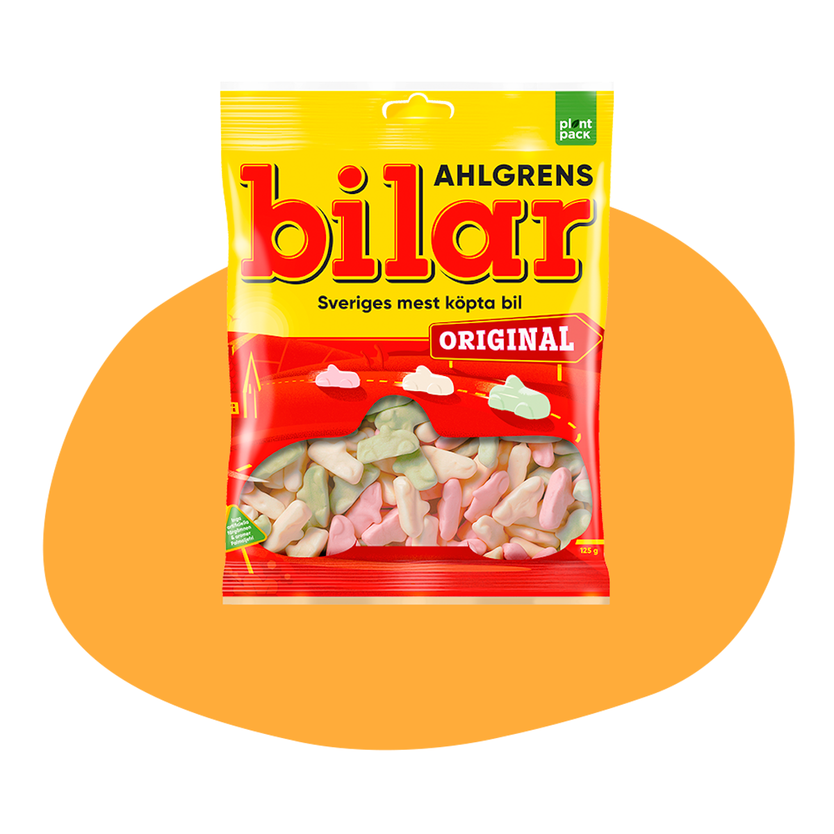 En påse med Ahlgrens bilar Original