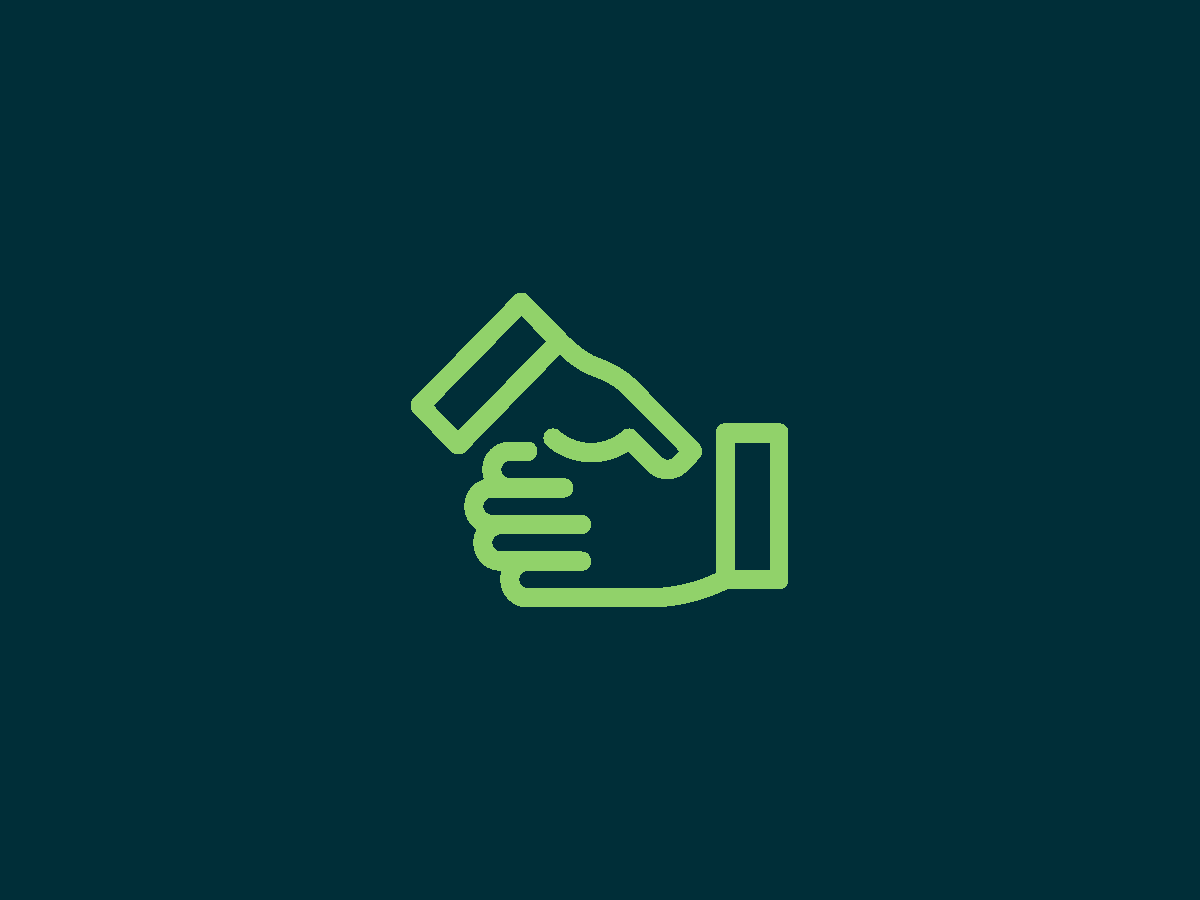 Grön ikon av två händer som skakar hand