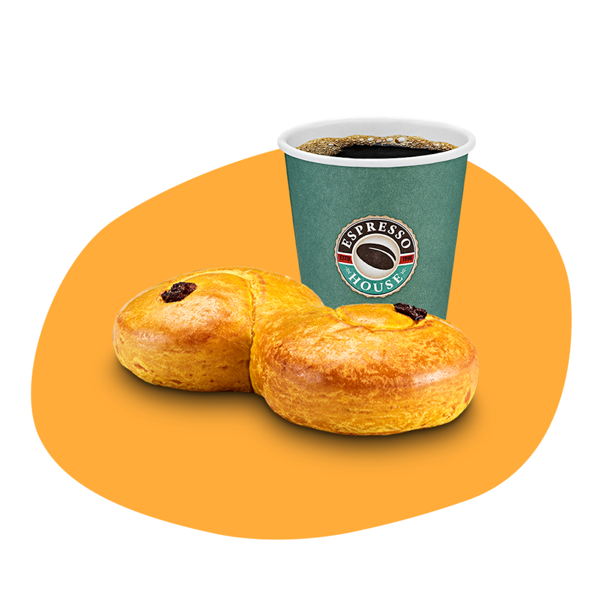 Lussebulle och en liten kopp bryggkaffe