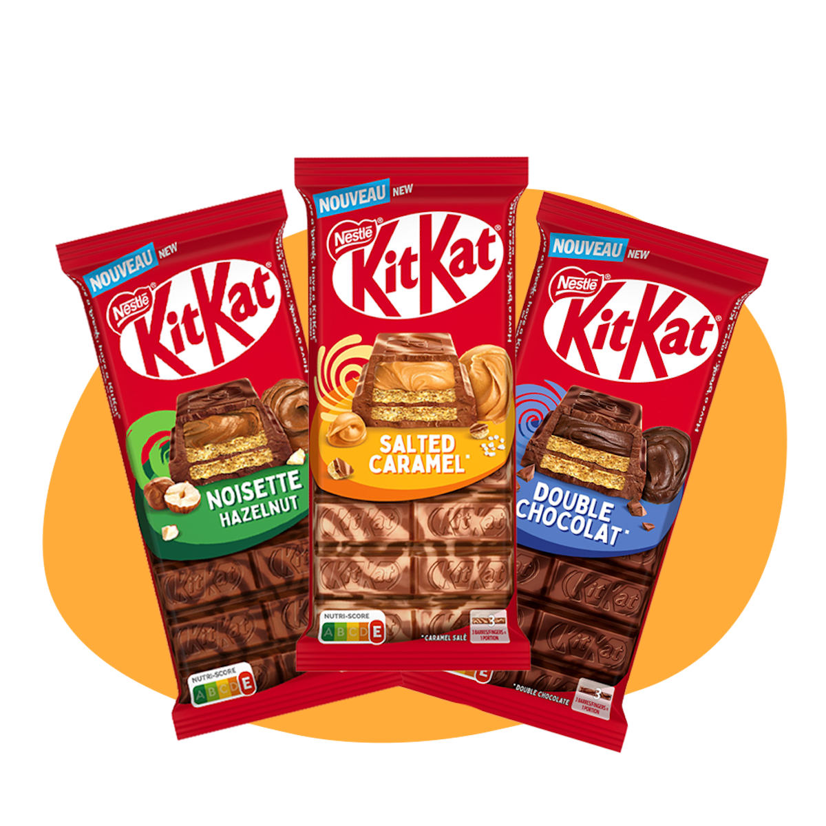 Tre kakor med KitKat i olika smaker