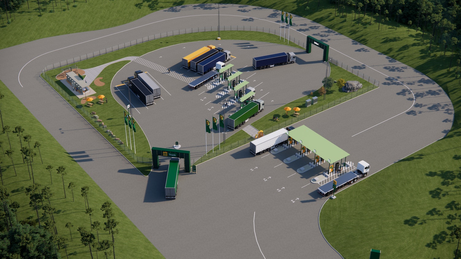 Illustration över hur Preem Truck Stop Berglunda kommer se ut